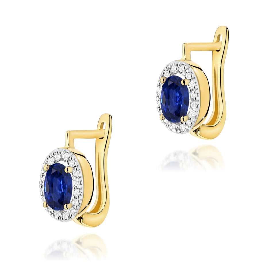 Gold Earrings with 0.70ct Sapphires and 0.16ct Diamonds