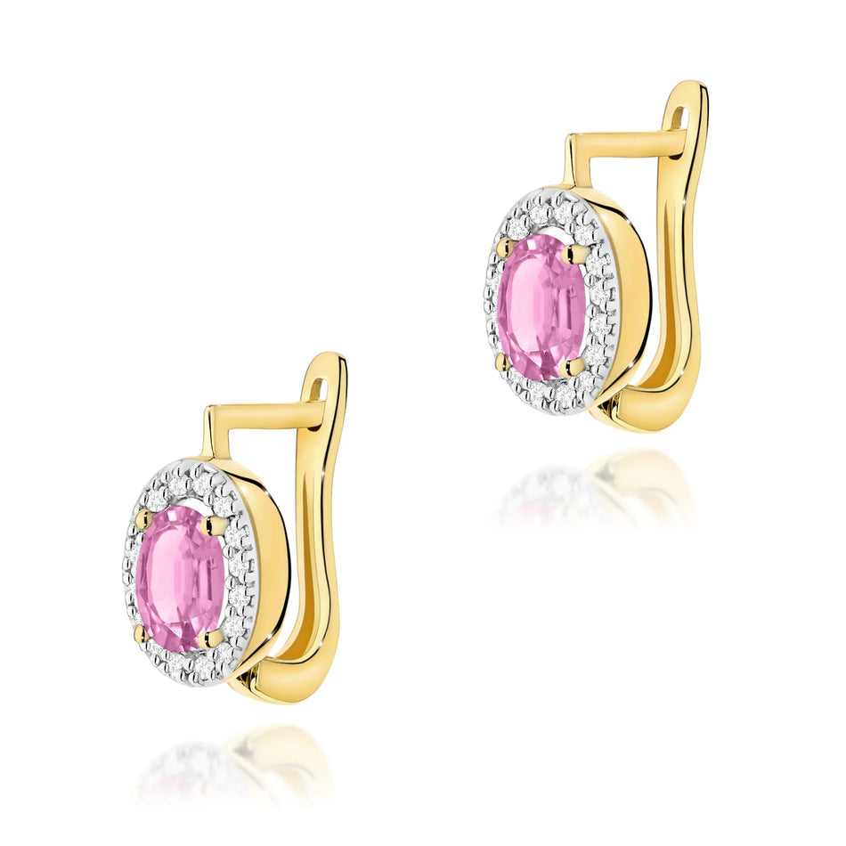 Gold Earrings with 0.45ct Pink Sapphires and 0.16ct Diamonds
