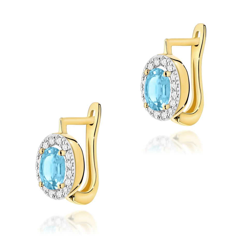 Gold Earrings with 0.50ct Topazes and 0.16ct Diamonds