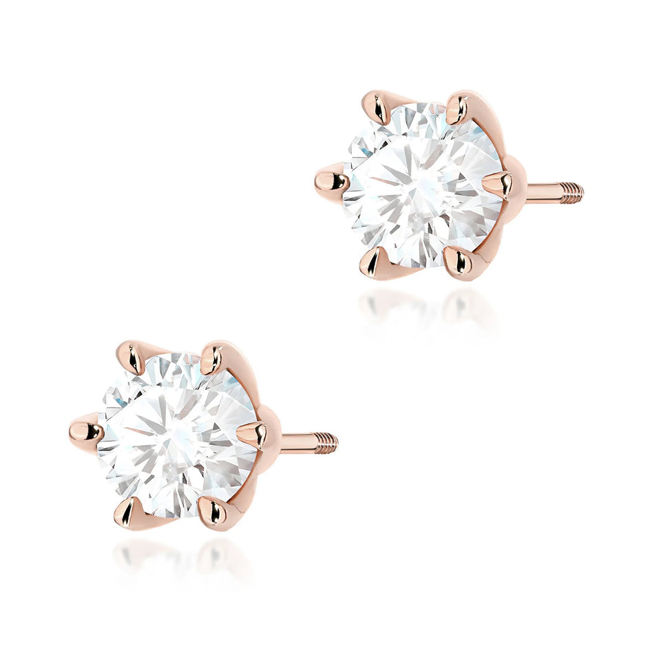 Gold Earrings with 1.00ct Lab-diamonds