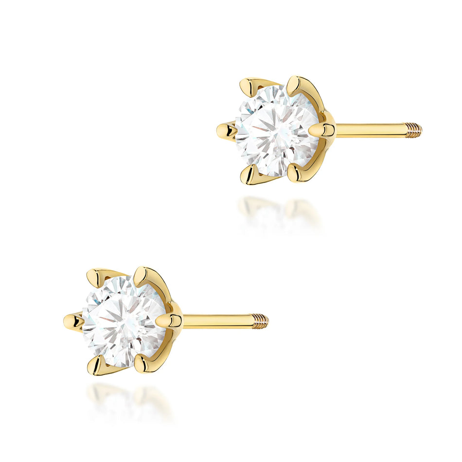Gold Earrings with 1.00ct Lab-diamonds