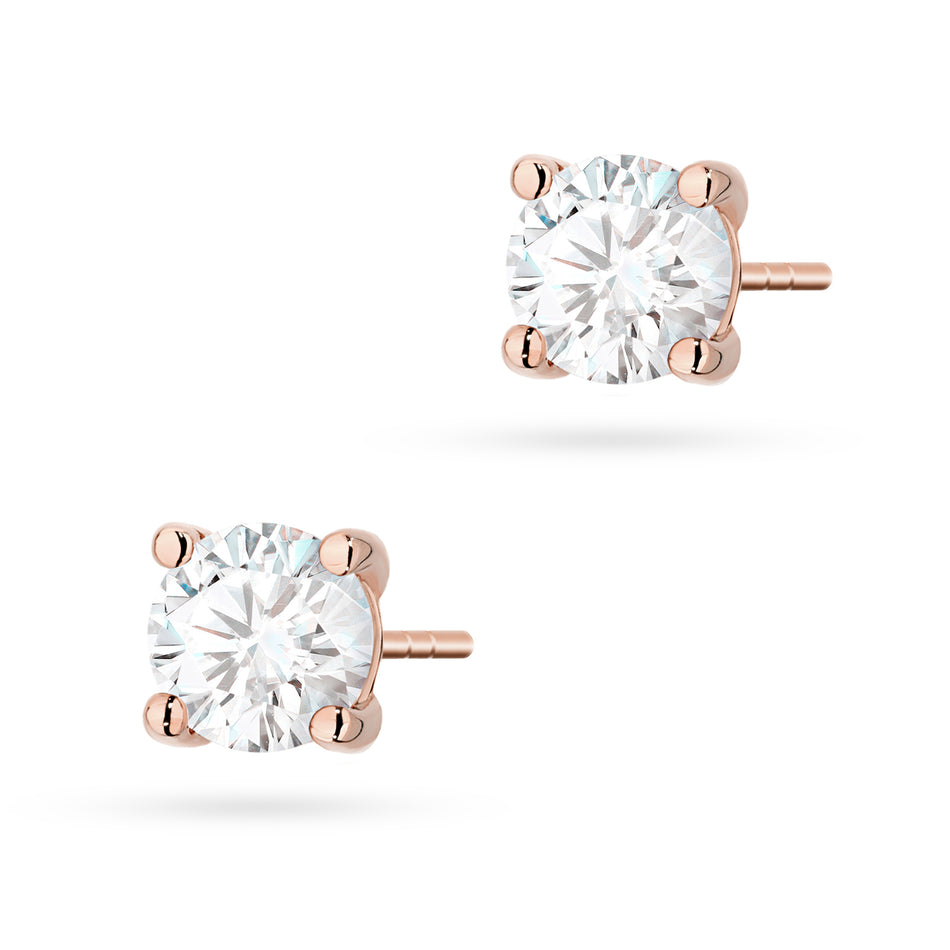 Gold Earrings with 2 x 1.00ct Lab-diamonds