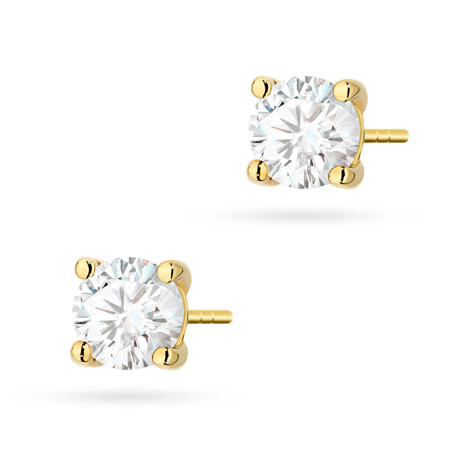 Gold Earrings with 2 x 1.00ct Lab-diamonds