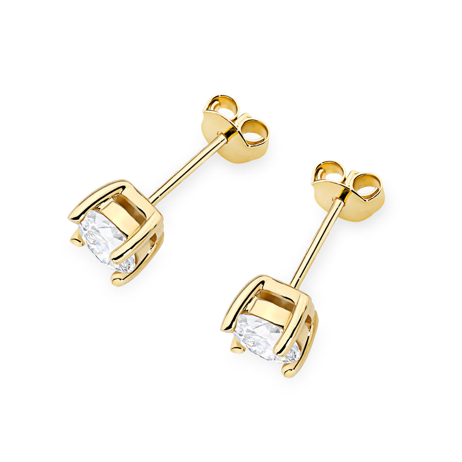 Gold Earrings with 2 x 1.00ct Lab-diamonds
