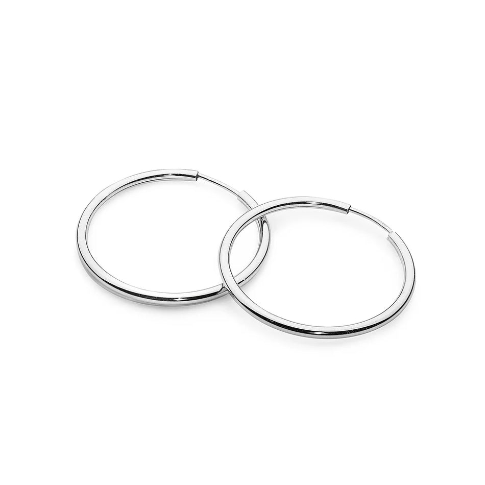 White Gold Creole Earrings 3cm