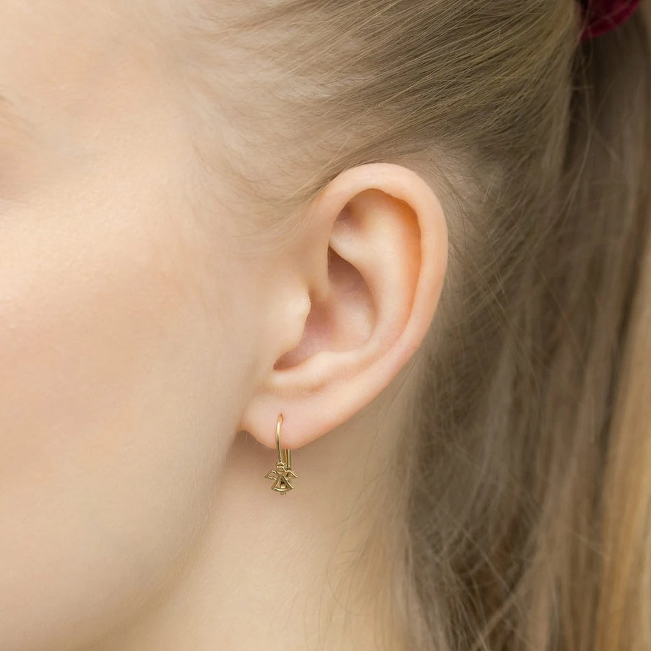 Zlaté Anglické zapínací náušnice Anděl