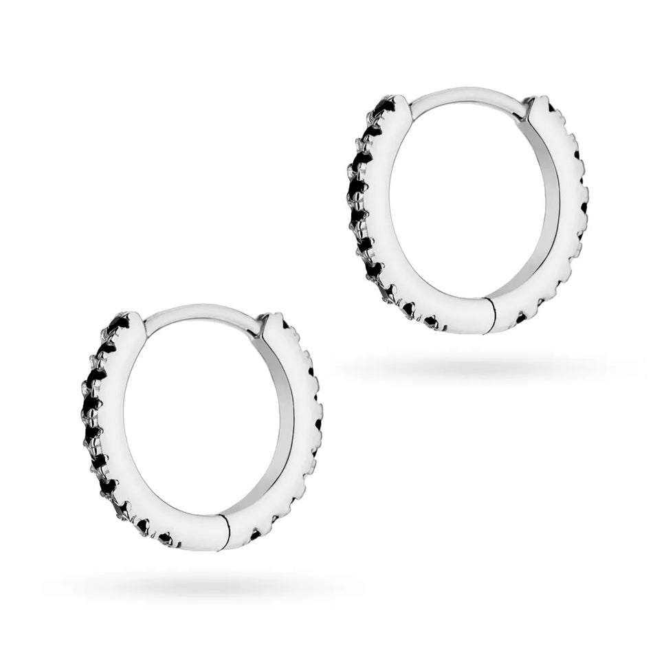 Stříbrný Kruhové zasouvací náušnice se zirkony