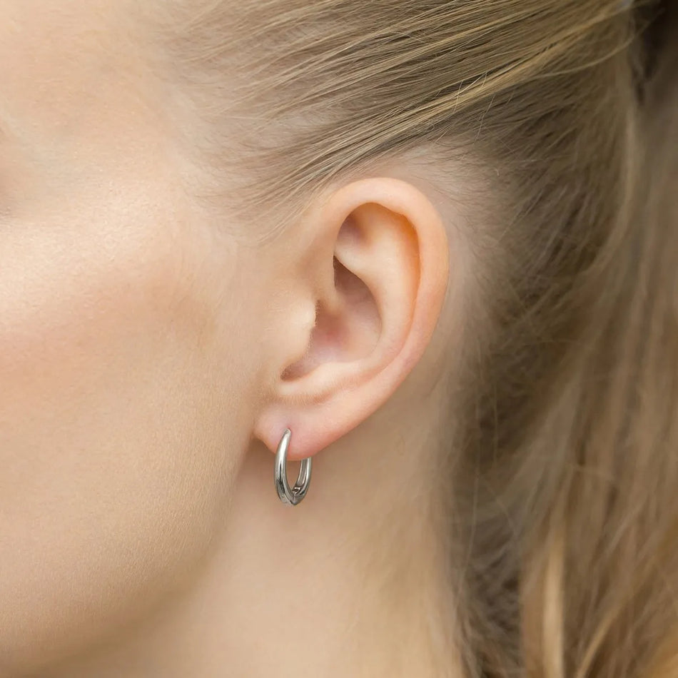 Stříbrný Kruhové zasouvací náušnice 15mm