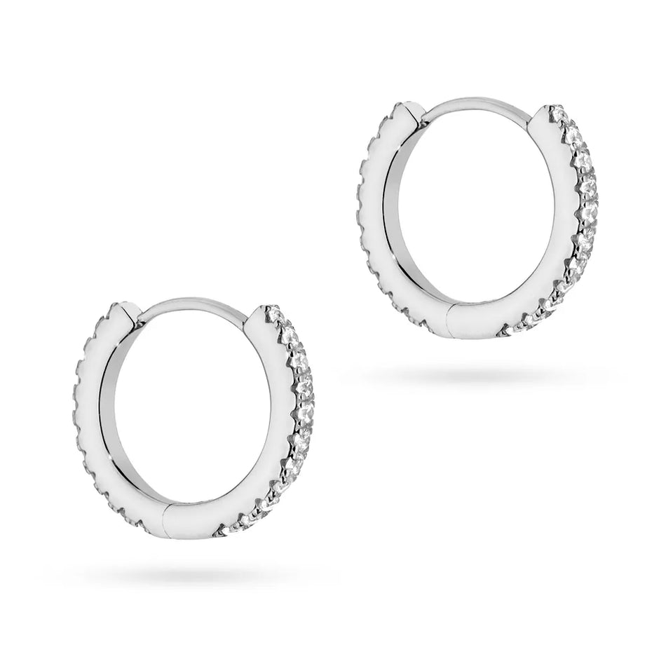 Stříbrný Kruhové zasouvací náušnice se zirkony