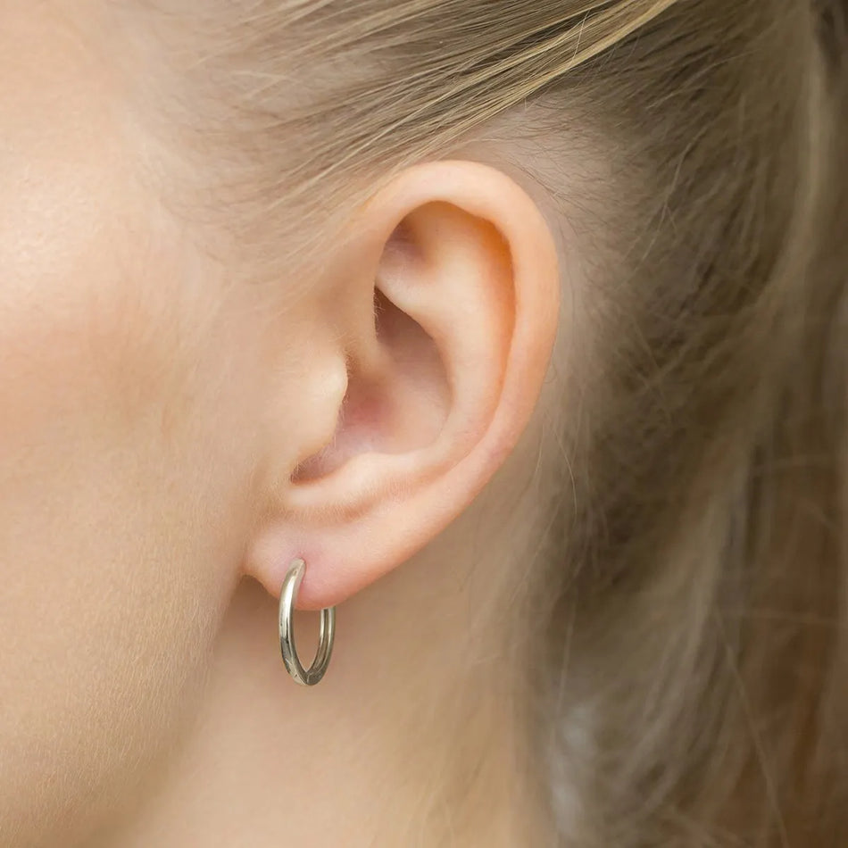 Stříbrný Kruhové zasouvací náušnice 15mm