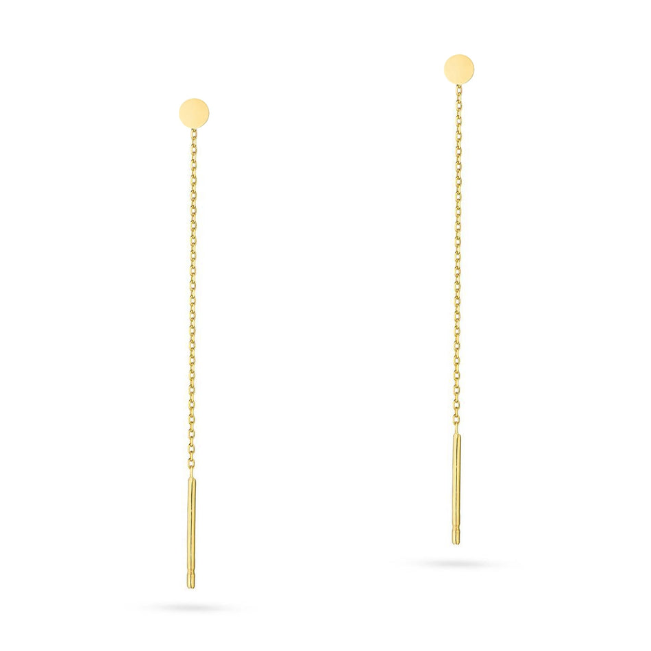 Round chain pull through gold earrings
