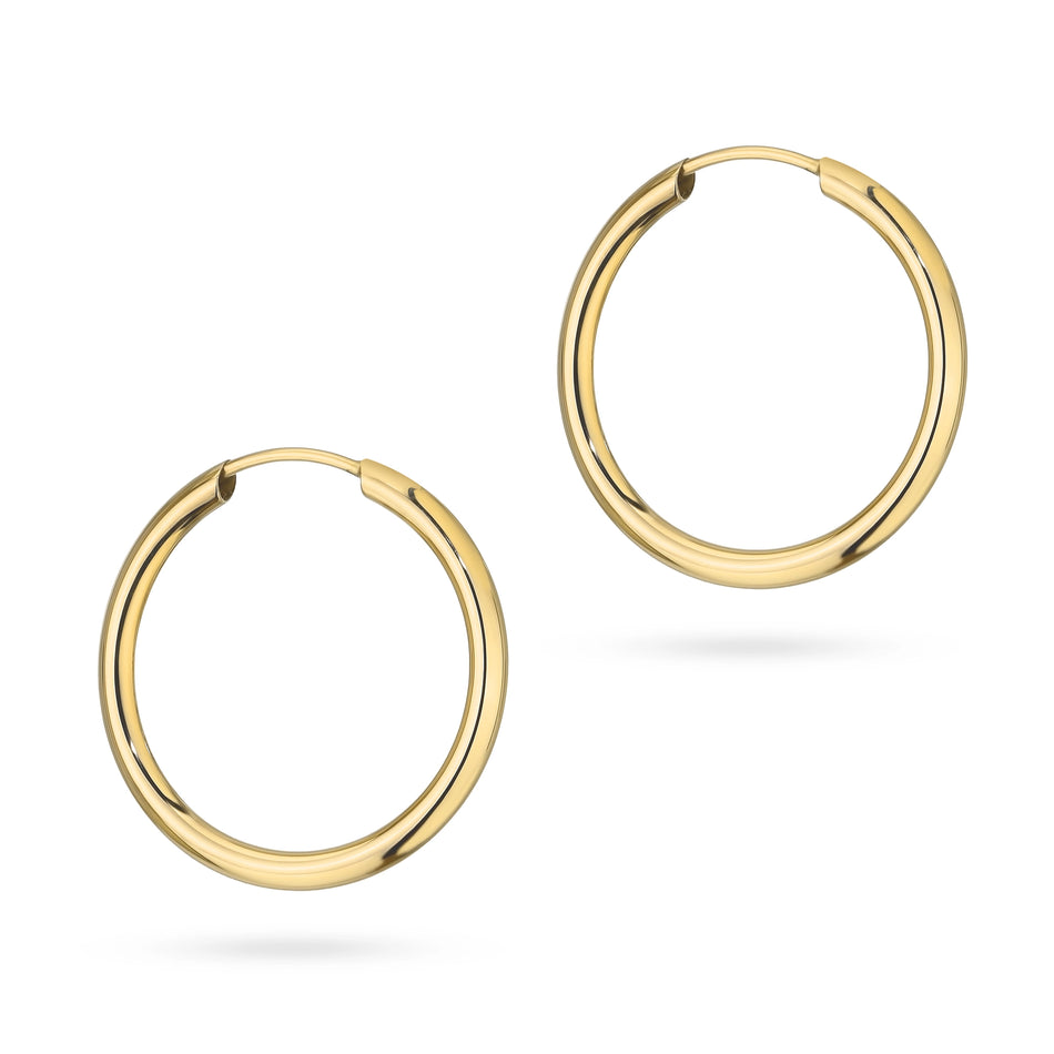 Classic round hoop gold earrings 18-45mm