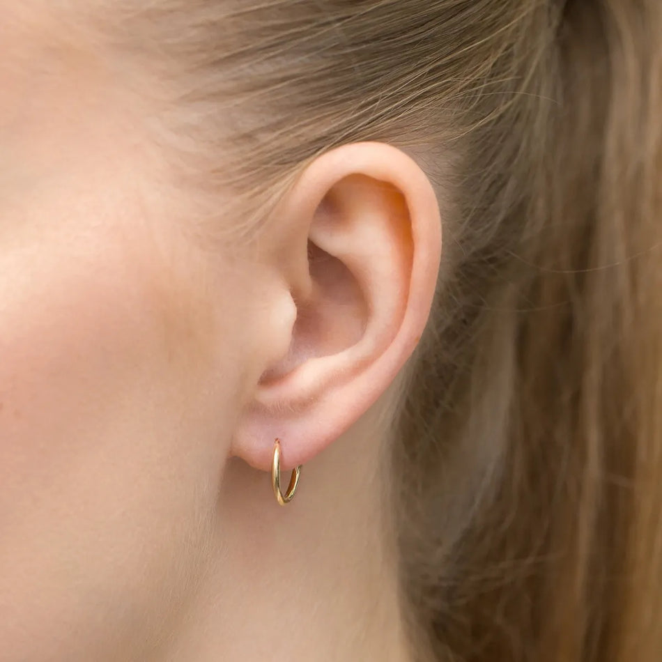 Zlaté kruhové zasouvací náušnice 12mm