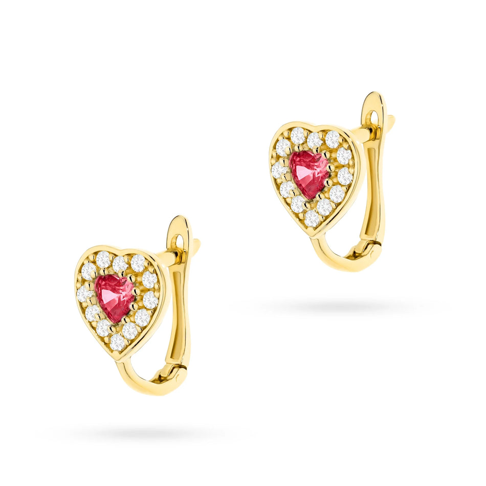 Children's Gold English Clasp Earrings with Zirconia