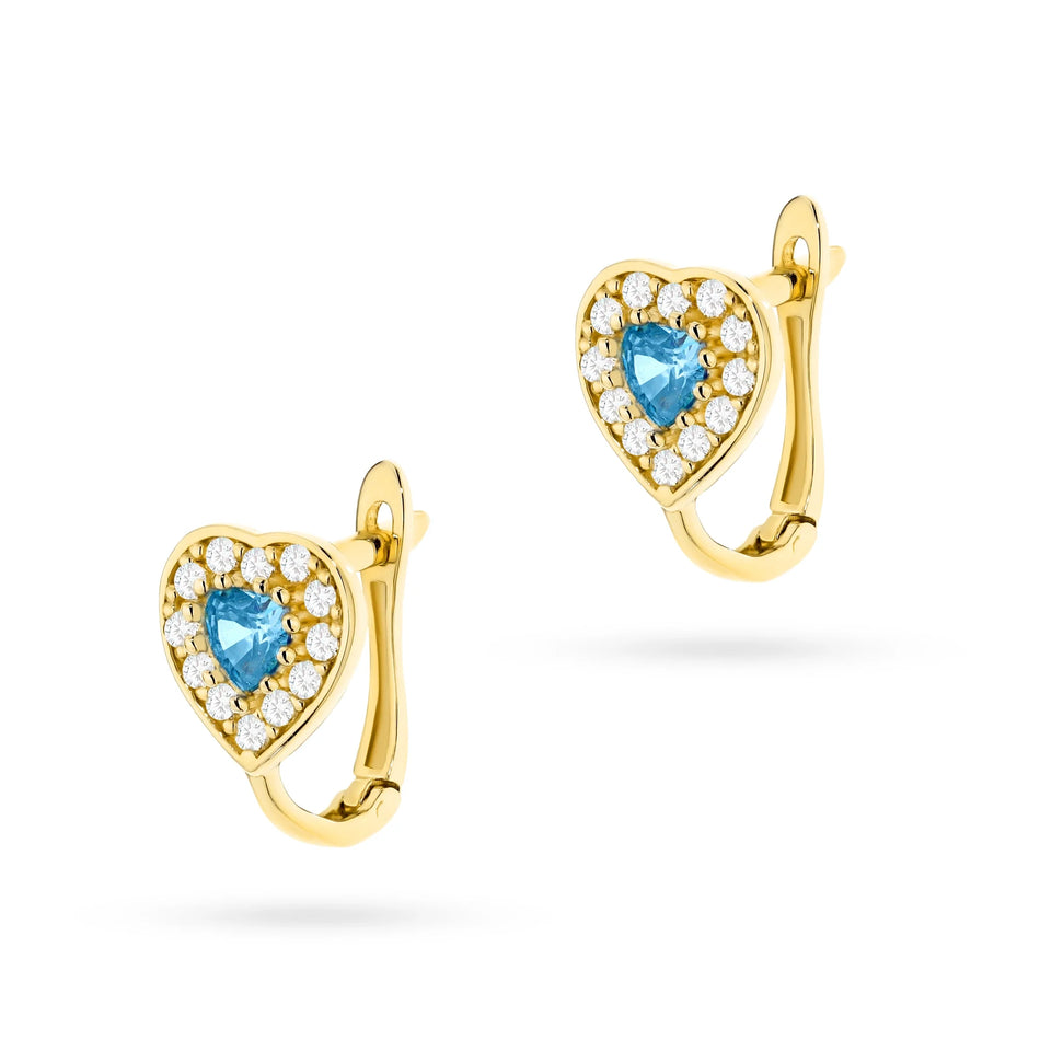 Children's Gold English Clasp Earrings with Zirconia