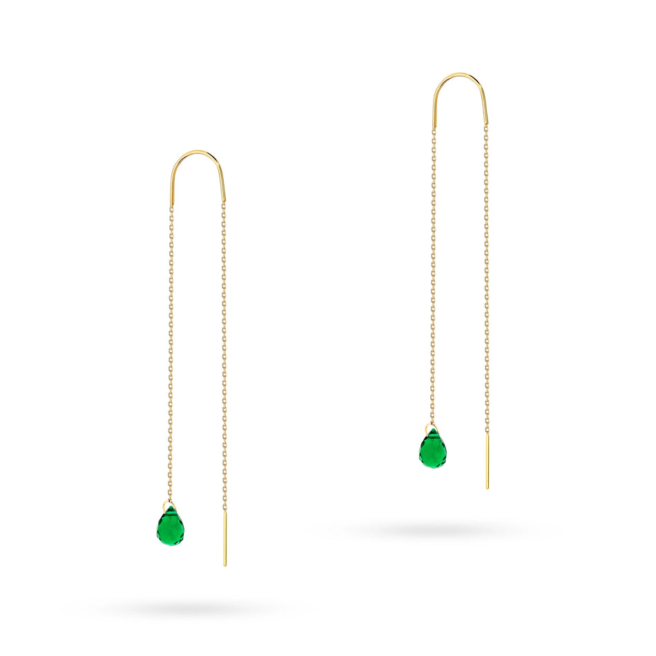 Zlaté provlékací náušnice s hydro křemenem