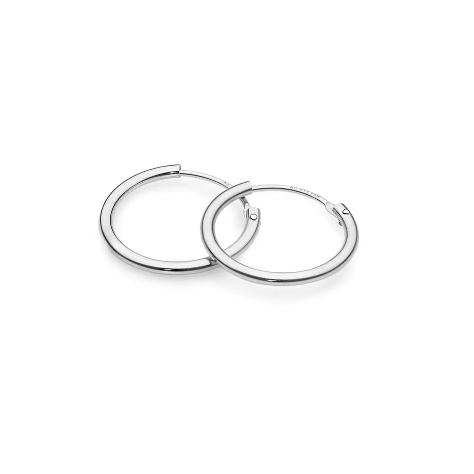 White Gold Creole Earrings 13mm