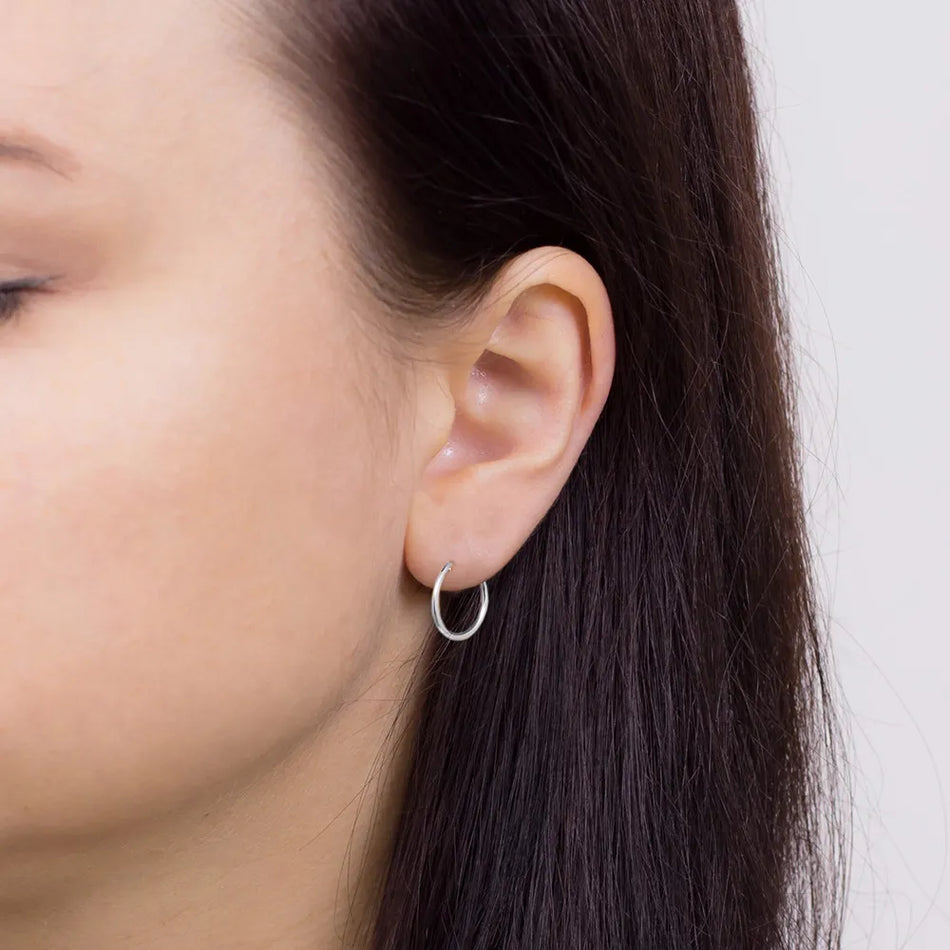 White Gold Creole Earrings 13mm