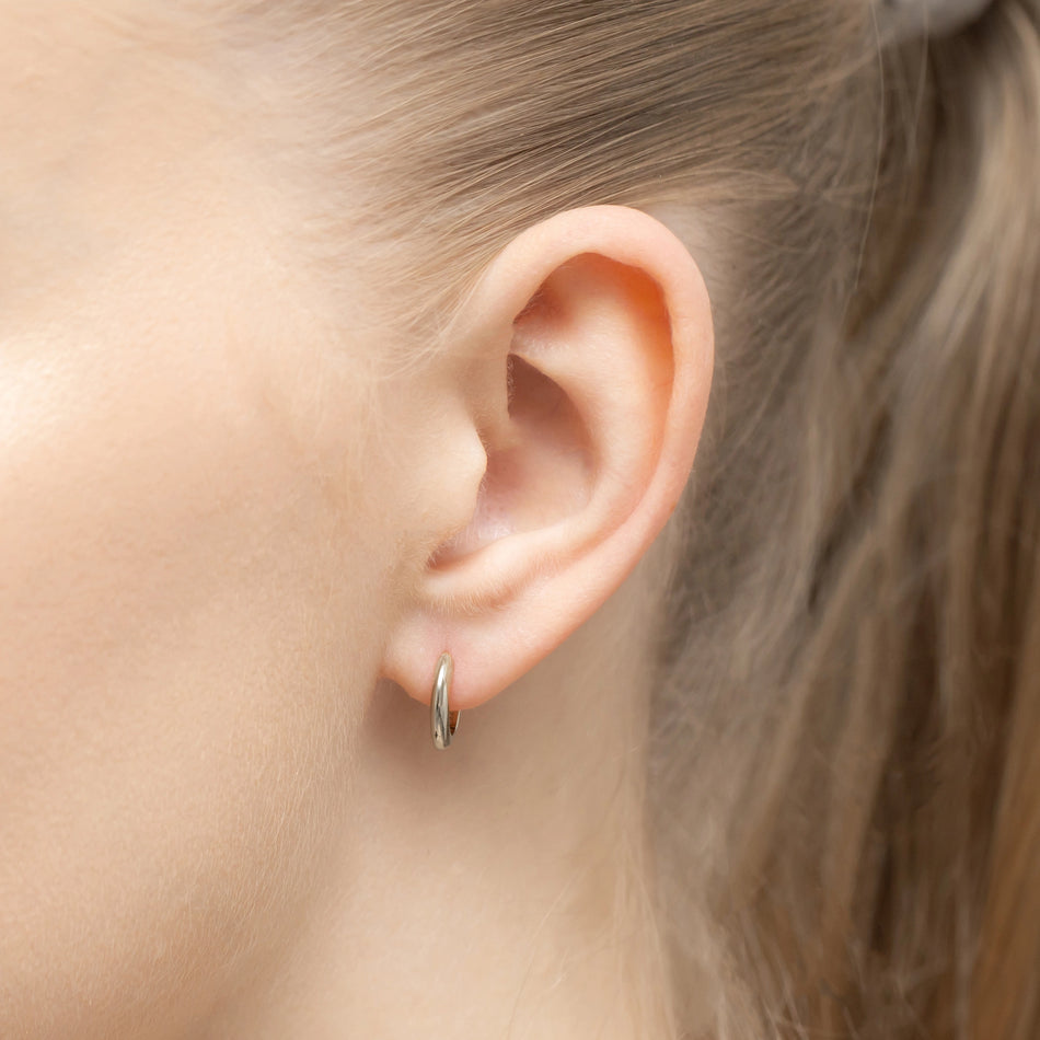 Stříbrný Kruhové zasouvací náušnice 12mm