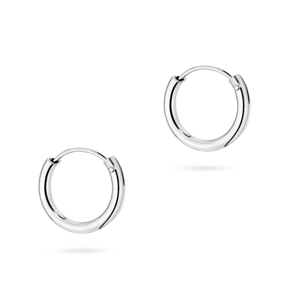 Stříbrný Kruhové zasouvací náušnice 12mm