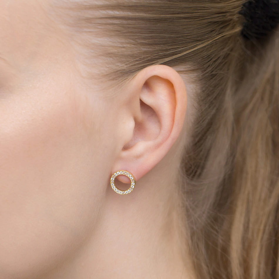 Pozlacené Stříbrné Puzetové Náušnice se zirkony