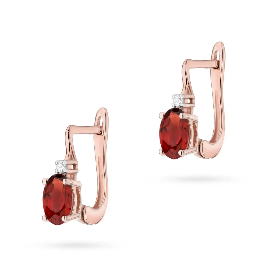 Gold Earrings with 0.50ct Garnet and Diamonds