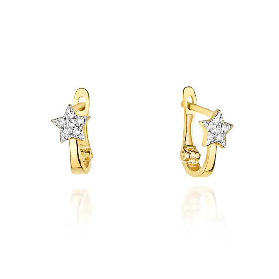 Gold Earrings with Diamonds Stars