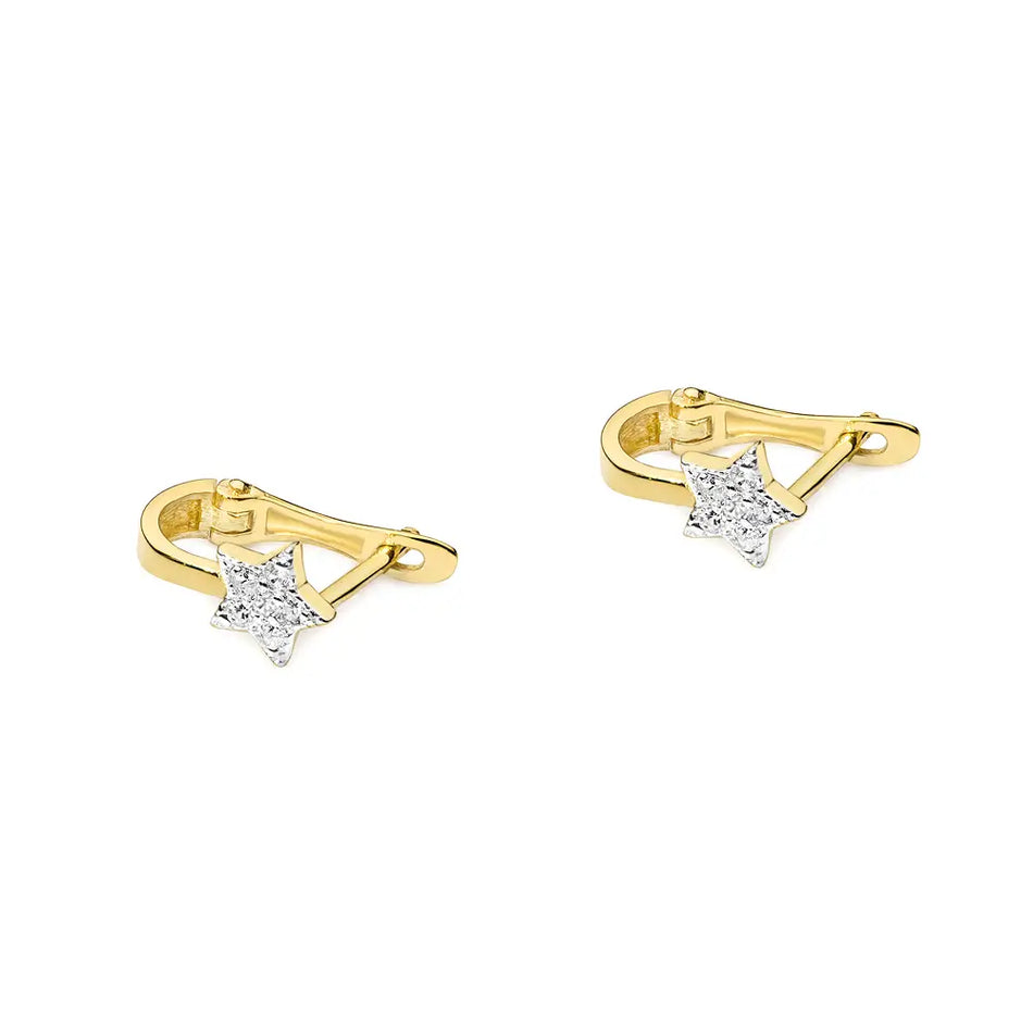Gold Earrings with Diamonds Stars