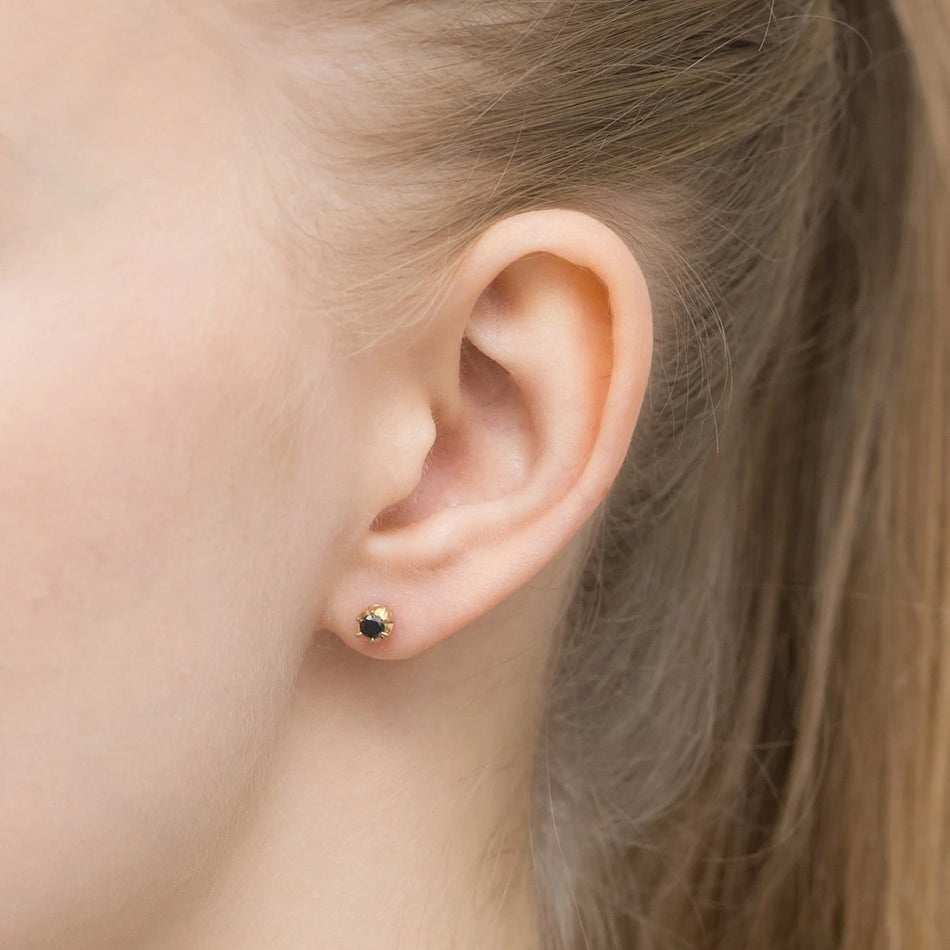 Zlaté náušnice s 0,12ct černými diamanty