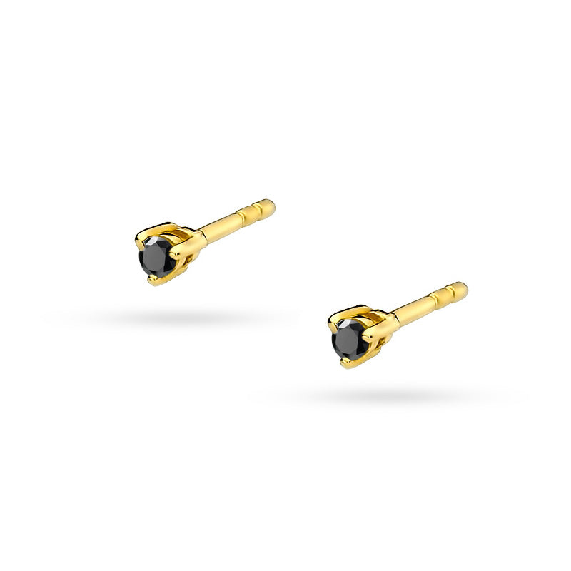 Gold Earrings with 0.04ct Black diamonds