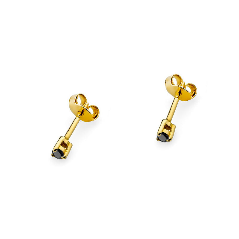 Gold Earrings with 0.04ct Black diamonds