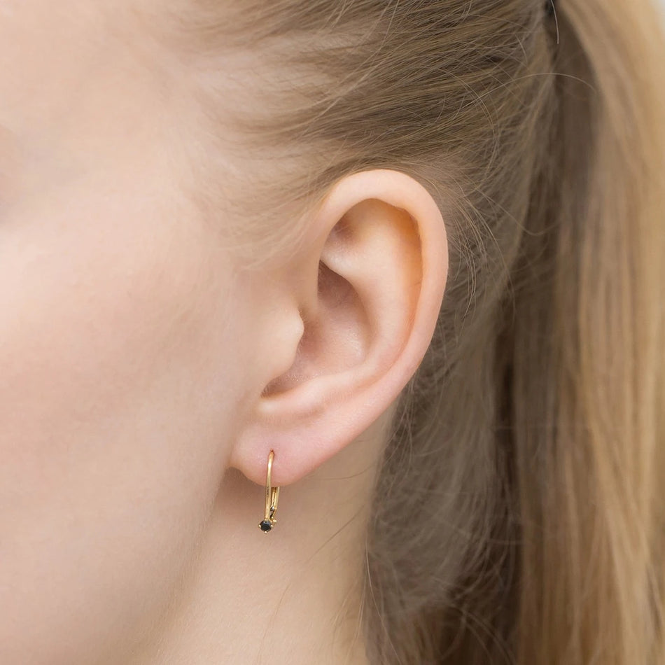 Gold Earrings with 0.04ct Black diamonds