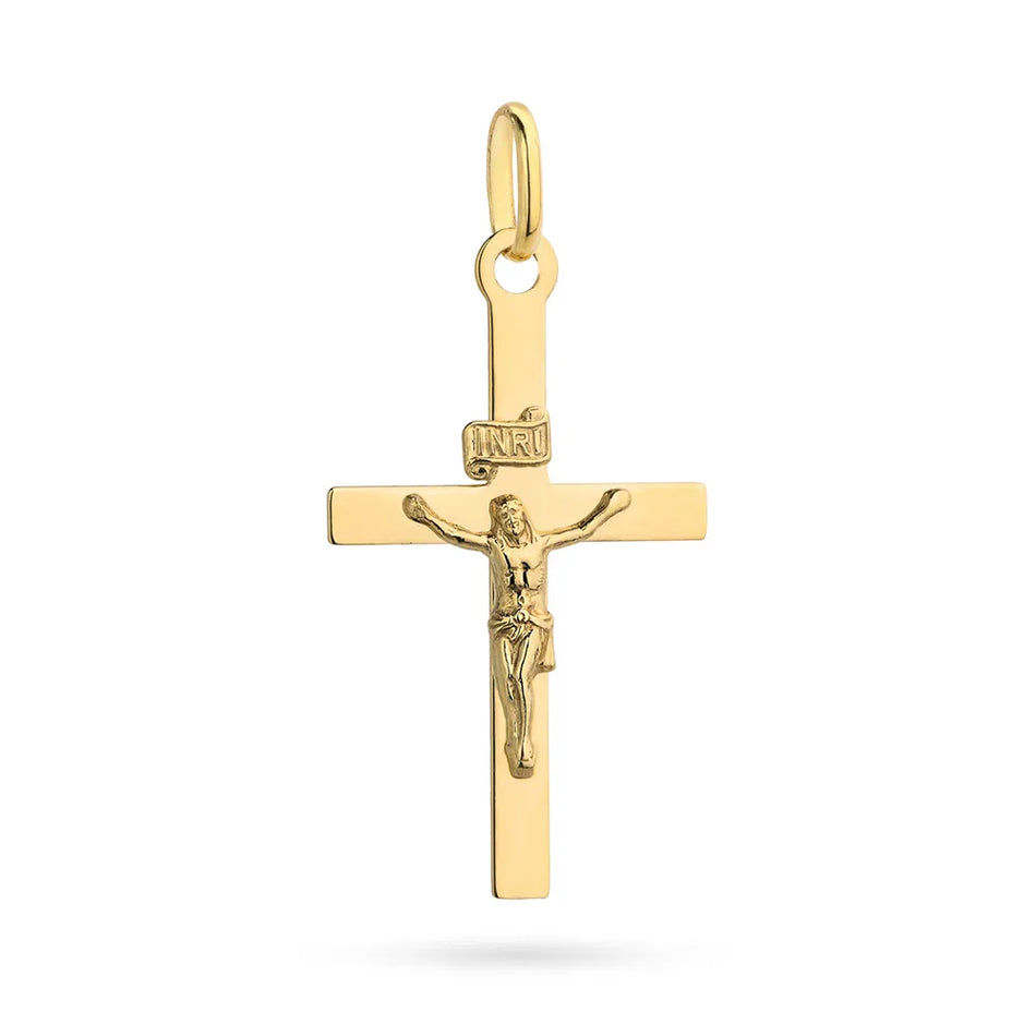 Gold Cross Pendant with Jesus Christ