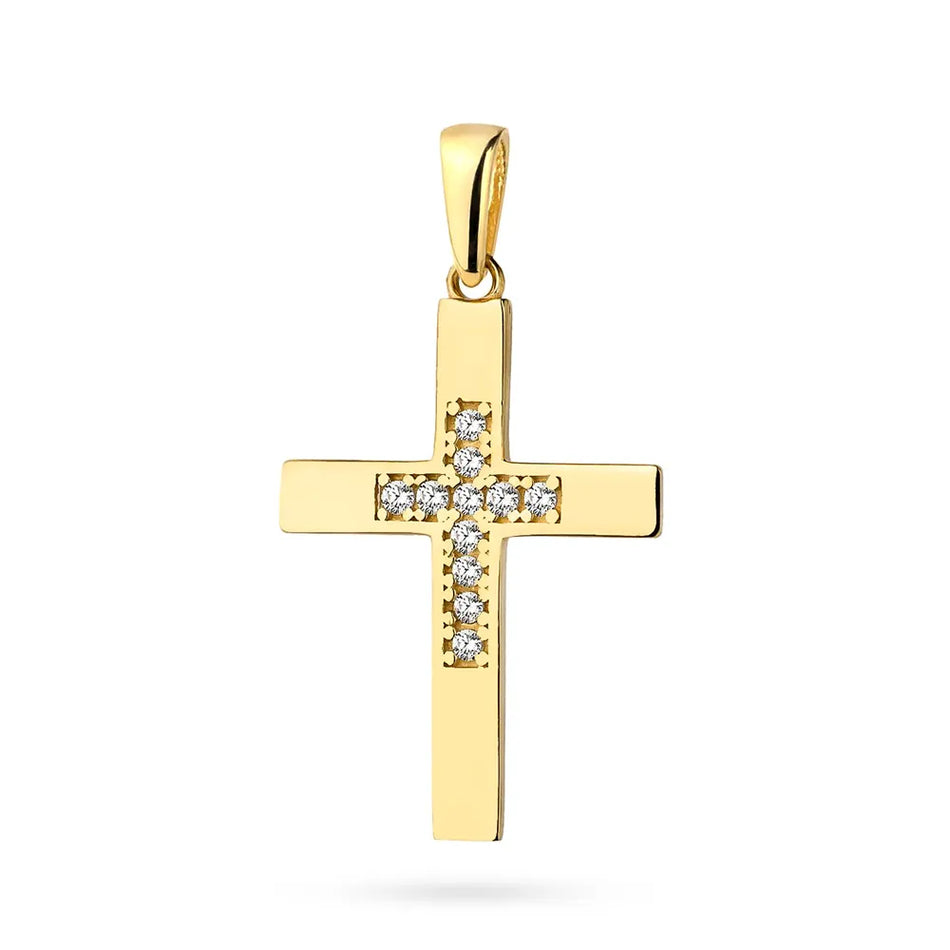 Gold Cross Pendant  with Zirconia