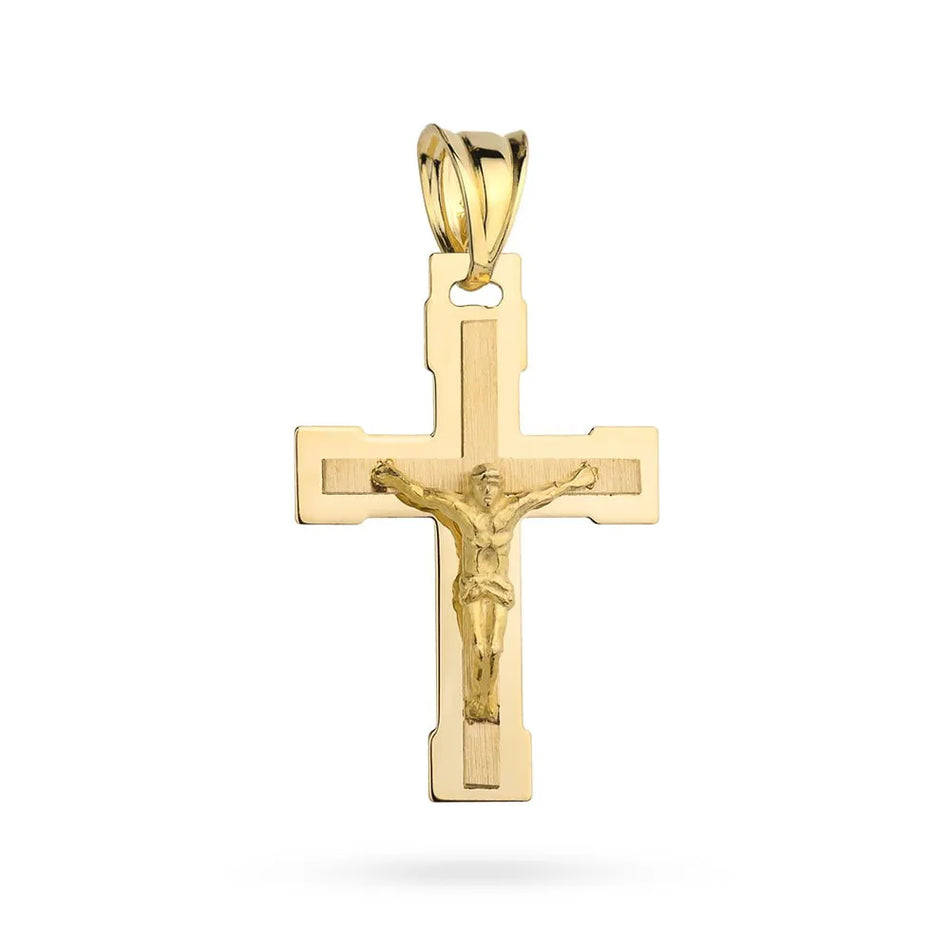 Gold Cross Pendant with Jesus Christ
