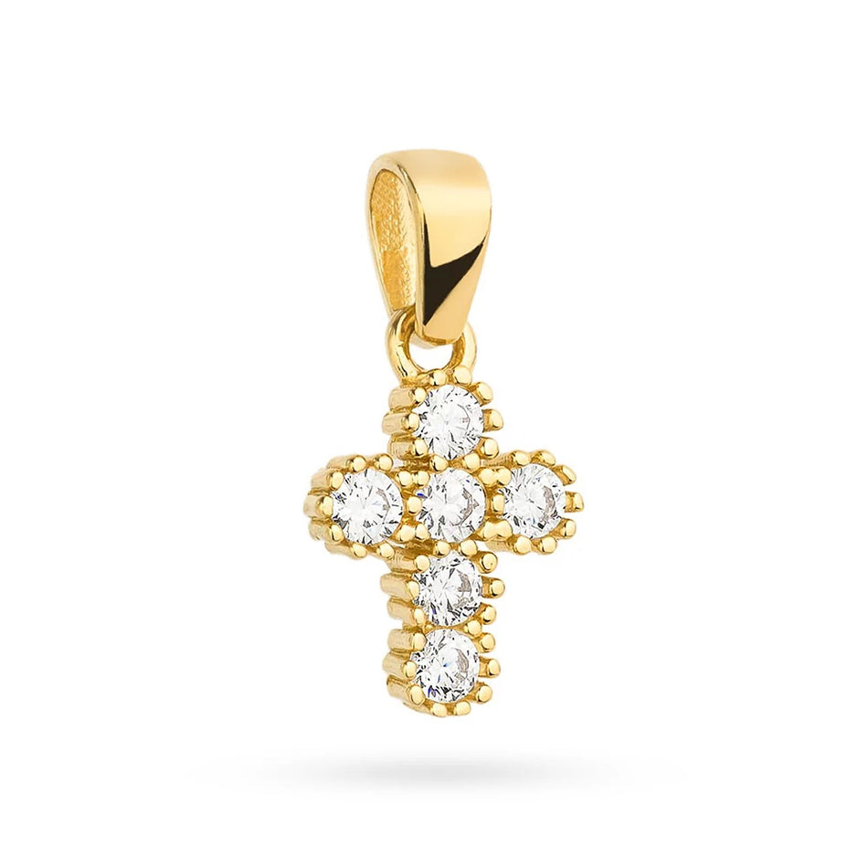 Gold Cross Pendant  with Zirconia