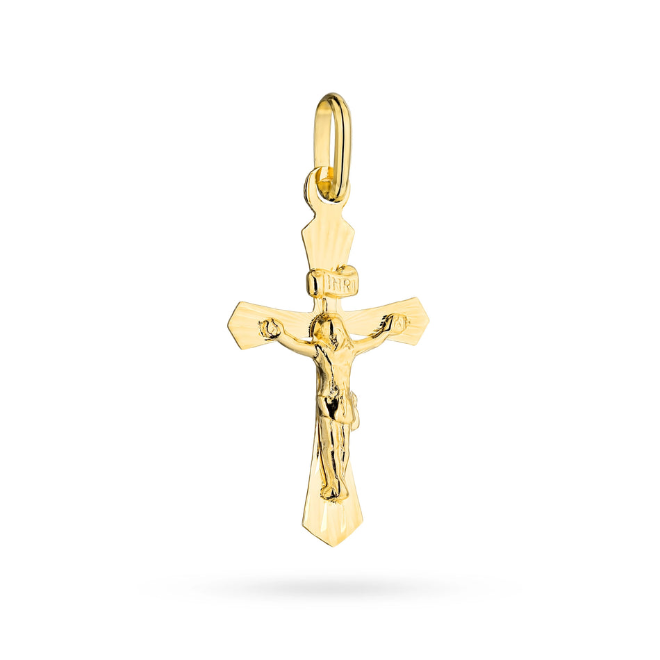 Gold Cross Pendant with Jesus Christ