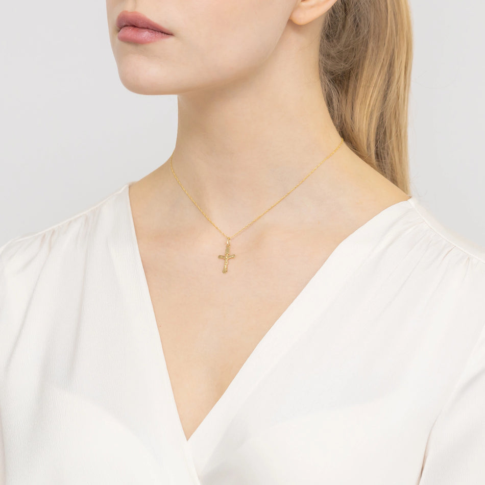 Gold Cross Pendant with Jesus Christ