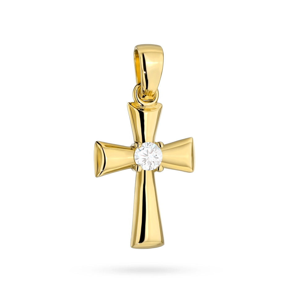 Gold Cross Pendant with Zirconia