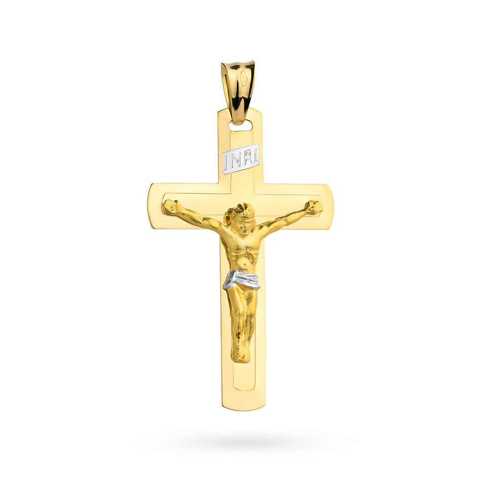 Gold Cross Pendant with Jesus Christ