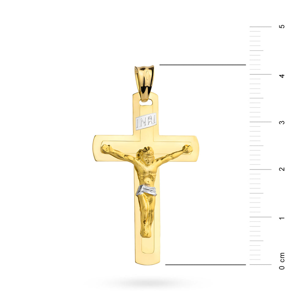 Gold Cross Pendant with Jesus Christ