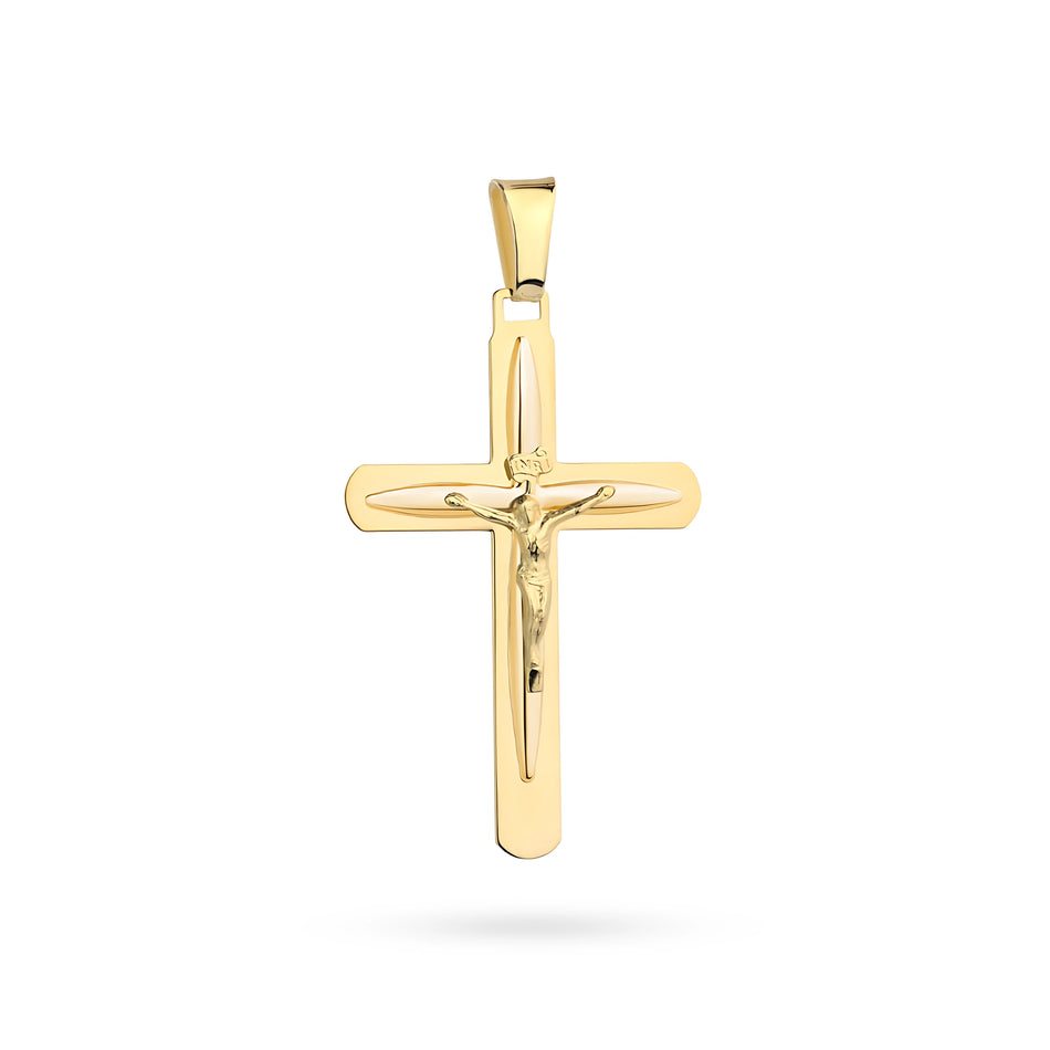 Gold Cross Pendant with Jesus Christ