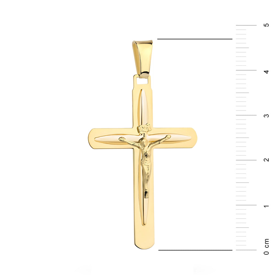 Gold Cross Pendant with Jesus Christ