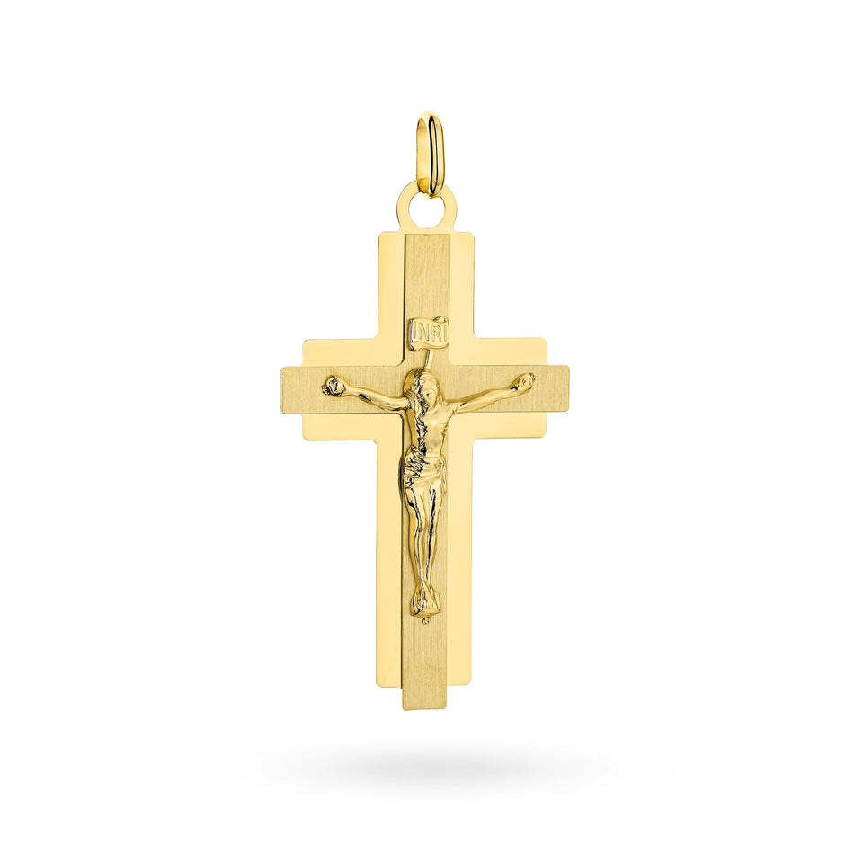 Gold Cross Pendant with Jesus Christ