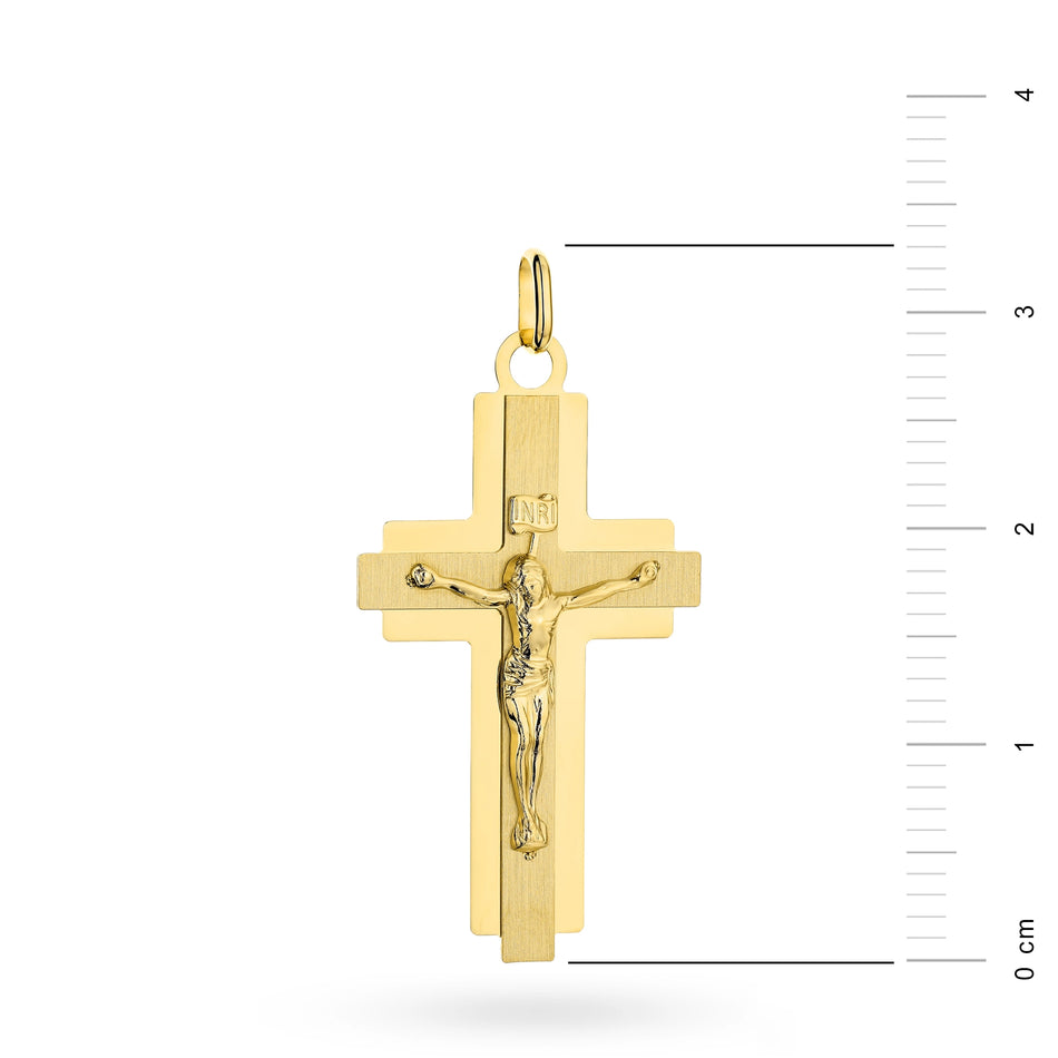 Gold Cross Pendant with Jesus Christ