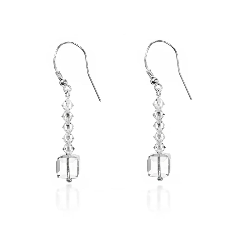 Classic Wedding Silver Swarovski Crystals Earrings