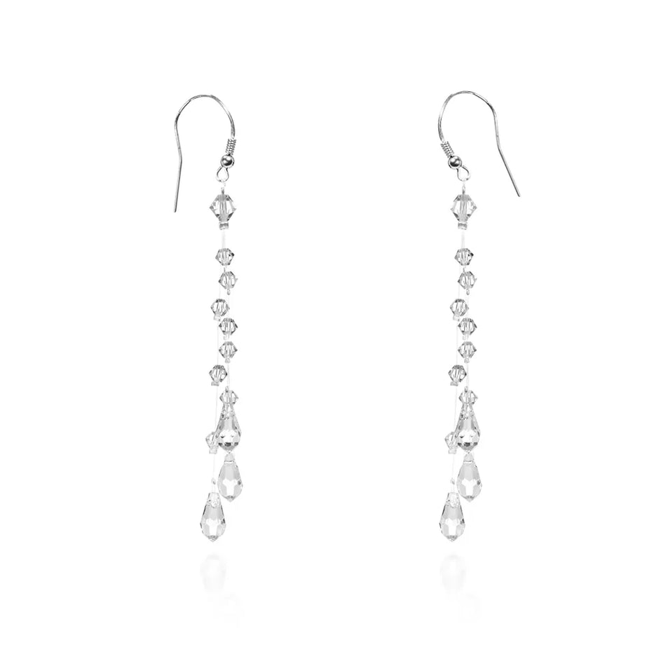 Classic Wedding Silver Swarovski Crystals Earrings