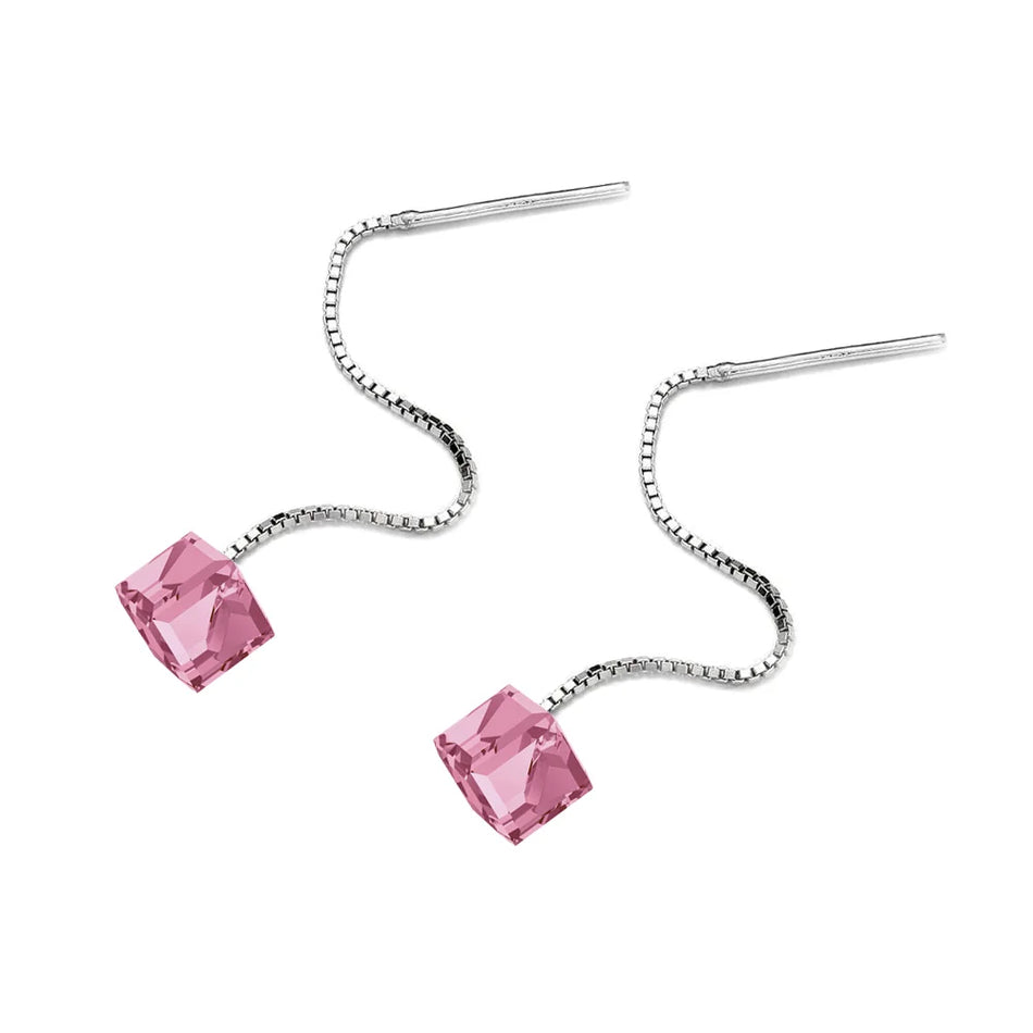 Classic Wedding Silver Swarovski Crystals Earrings