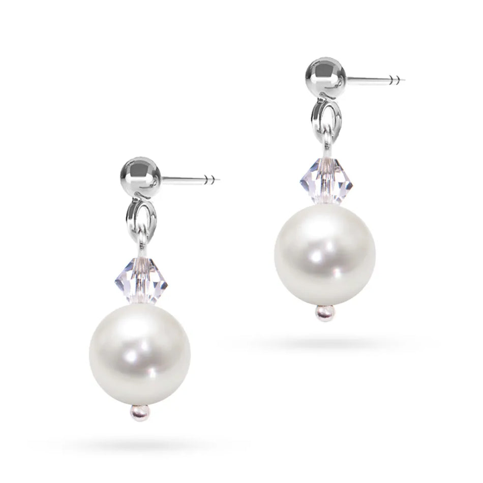 Classic Wedding Silver Pearl Earrings