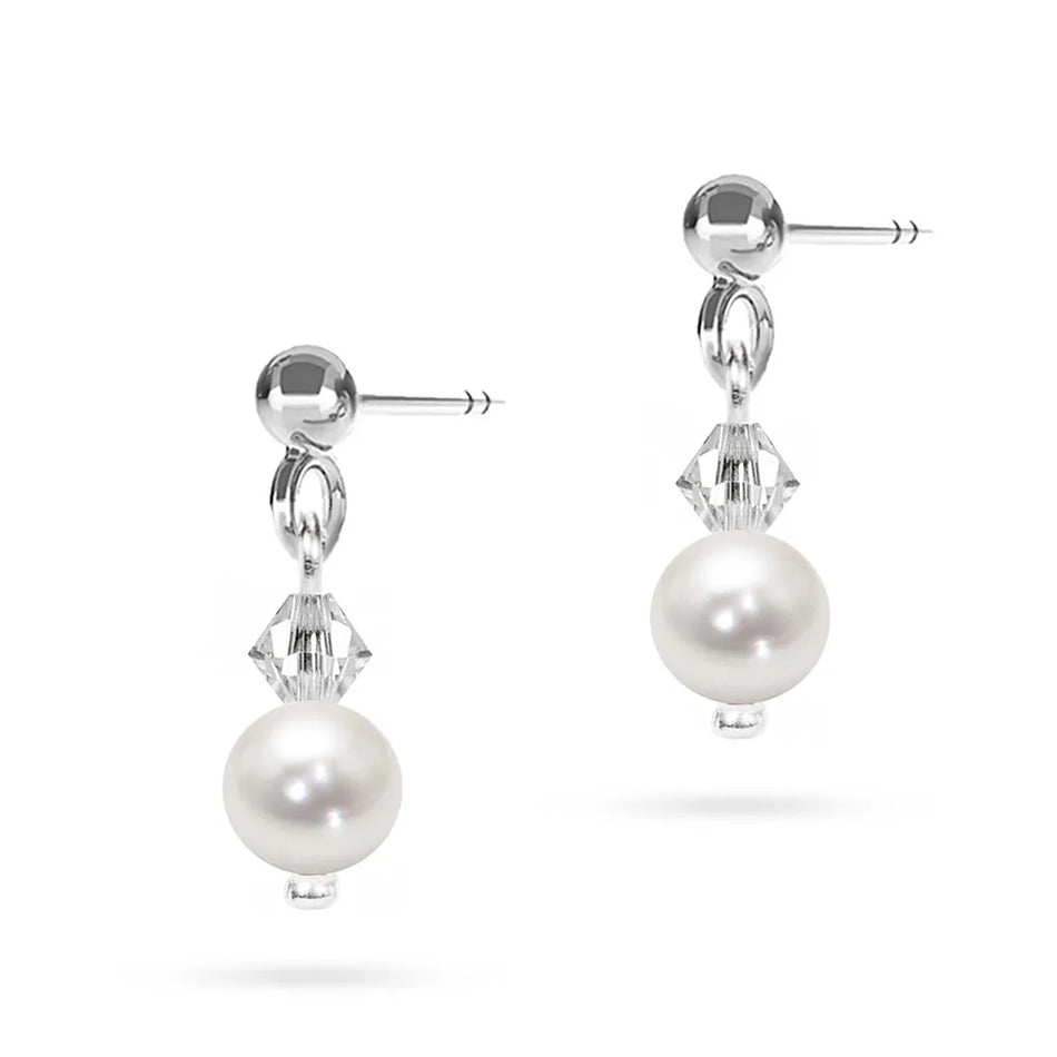 Classic Wedding Silver Pearl Earrings